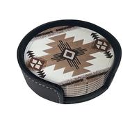 Lot de 6 dessous de verre amérindiens pour boissons avec support antidérapant en cuir pour protection de table, tapis de tasse pour décoration de table basse