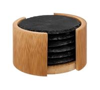 Lot de 6 Dessous de Verre ""Ardoise"" 10cm Noir