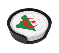 Lot de 6 dessous de verre avec drapeau de l'Algérie pour tables basses, boissons, bars, fêtes, 10 cm