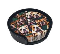 Lot de 6 dessous de verre avec imprimé bouledogue anglais pour tables basses, boissons, bars, fêtes, 10 cm