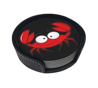 Lot de 6 dessous de verre avec support - Pour la protection de la table - Décoration d'intérieur - 10 cm - Motif crabe de dessin animé