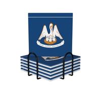 Lot de 6 dessous de verre carrés en céramique avec drapeau de l'État de la Louisiane de style moderne pour table basse pour protection de table et décoration d'intérieur