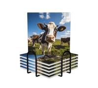 Lot de 6 dessous de verre carrés en céramique de style moderne pour table basse pour la protection de table et la décoration de la maison