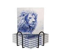 Lot de 6 dessous de verre carrés en céramique de style moderne pour table basse, protection de table et décoration d'intérieur