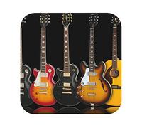 Lot de 6 dessous de verre carrés en PVC imprimé guitare électrique