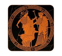 Lot de 6 dessous de verre carrés - Homme avec un nœud - Intrigue mythologique d'Apollo et Artémis Peinture grecque Dessous de verre en cuir antidérapant - Dessous de verre décoratifs pour types de