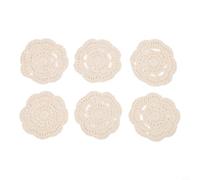 Lot de 6 dessous de verre en coton faits à la main style rétro antidérapant résistant à la chaleur pour table basse 10,5 cm