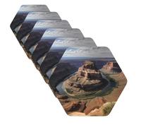 Lot de 6 dessous de verre en cuir imperméables pour boissons Grand Canyon Arizona 10,2 cm