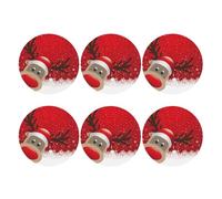 Lot de 6 dessous de verre en cuir imprimé de Noël pour table à manger, bar, café, bar, décoration comme cadeau