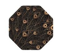 Lot de 6 dessous-de-verre en cuir imprimé plumes dorées, adaptés pour les restaurants, cuisines, bureaux et ainsi de suite