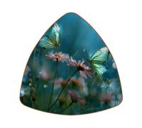 Lot de 6 dessous de verre en cuir microfibre pour restaurant, dessous de verre triangulaire, pour la plupart des tasses - Papillon sur une fleur