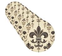 Lot de 6 dessous de verre en cuir motif fleur de lys et armoiries de chevalier pour boissons résistant à la chaleur - Forme ronde - Joli dessous de verre pour décoration d'intérieur