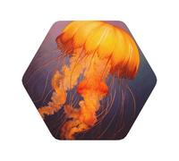 Lot de 6 dessous de verre en cuir orange motif méduse - Antidérapants - Résistants à la chaleur - Imperméables - Pour la maison, le bureau, la pendaison de crémaillère
