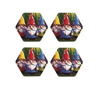Lot de 6 dessous de verre en cuir pour boissons, résistants à la chaleur, antidérapants, protection de table, nains colorés, cadeau pour pendaison de crémaillère, bar, décoration