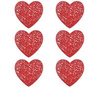 Lot de 6 Dessous de Verre en Forme de Cœur/Décoration Table Romantique et Saint-Valentin (Rouge)