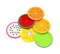 Lot de 6 dessous de verre en forme de fruit en PVC résistant à la chaleur pour boissons chaudes, boissons froides, café, thé, élégant et populaire, solide et durable