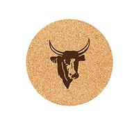 Lot de 6 Dessous de Verre en liège gravés Tête de Taureau