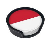 Lot de 6 dessous de verre en polyuréthane imprimé drapeau de Monaco pour boissons, bars, fêtes, cadeaux d'anniversaire, décoration d'intérieur, pendaison de crémaillère