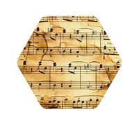 Lot de 6 dessous de verre en PVC imprimé notes de musique - Dessous de verre hexagonaux