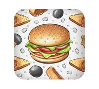 Lot de 6 dessous de verre Fast Food pour salon, cuisine, café