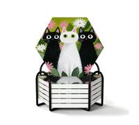 Lot de 6 dessous de verre HexagonSpring Chat Bouquet