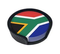 Lot de 6 dessous de verre imprimés drapeau de l'Afrique du Sud pour boissons avec support, jolis dessous de verre de table basse, cadeaux de pendaison de crémaillère pour nouvelle maison, décoration