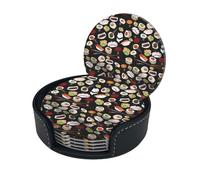 Lot de 6 dessous de verre japonais noirs pour boissons avec support, élégants et simples pour table basse, excellent cadeau de pendaison de crémaillère