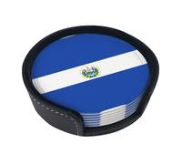 Lot de 6 dessous de verre ronds à motif El Salvador - Convient pour la maison, la cuisine ou la décoration de table basse