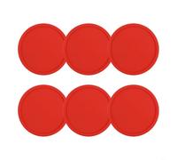 Lot de 6 dessous de verre ronds en silicone antidérapant pour éviter l'adhérence et les dommages causés par la chaleur sur les tables en bois et en verre (rouge)