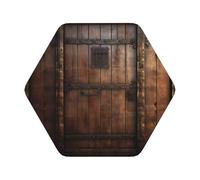 Lot de 6 dessous de verre rustiques en bois avec impression de porte en cuir, adaptés pour les restaurants, les cuisines, les bureaux, etc