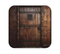 Lot de 6 dessous de verre rustiques en bois avec impression de porte en cuir, adaptés pour les restaurants, les cuisines, les bureaux, etc
