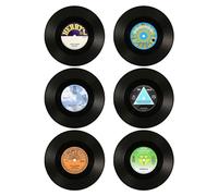 Lot de 6 dessous de verre vintage en forme de disque - Offre la meilleure protection pour la table, cadeaux DJ