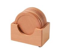 Lot de 6 Dessous Verre Ronds et carrés en Bois Noyer Massif, résistants à la Chaleur, for Tasses, thés cafés(Beeach Wood)