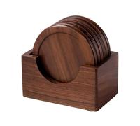 Lot de 6 Dessous Verre Ronds et carrés en Bois Noyer Massif, résistants à la Chaleur, for Tasses, thés cafés(Walunt Wood)