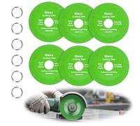 Lot de 6 disques de coupe de verre, 100 x 22,23 mm, disque diamant professionnel, disque de coupe de carrelage pour la coupe de matériaux durs, marbre, carreaux de verre, céramique, granit, etc.