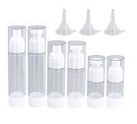 Lot de 6 distributeurs à pompe vides Airless - Portables - Rechargeables - Kit de voyage - Pour lotion, crème, gel - Avec 3 entonnoirs