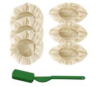 Lot de 6 doublures en lin pour banneton pain et 1 grattoir, tissus de boulangerie réutilisables pour fermentation pâte et pain artisan