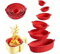 Lot de 6 doublures en silicone pour friteuse à air, plateau de cuisson pour | Panier réutilisable de qualité alimentaire pour friteuse à air comprimé - Tapis de cuisson en silicone pour friteuse à air
