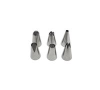 Zenker 44894 Lots de 6 douilles à pâtisserie en acier inoxydable, Grand format, décoration gâteaux et cupcakes, pour poche à douilles, Acier inoxydable, Diamètre 3 cm, Hauteur 4,7 cm