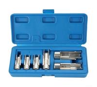 Lot de 6 douilles de démontage de tuyaux d'huile pour conduite de carburant diesel apteur d'oxygène à rainure hexagonale avec étui, kit d'outils en métal argenté 10-19 mm