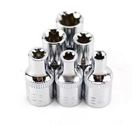 Lot de 6 douilles femelles Torx Star 6,35 mm E4 E5 E6 E7 E8 E10 chromées pour retrait de boulons en étoile dans la mécanique, l'automobile et l'atelier