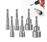 Lot de 6 douilles hexagonales 7/8/10/13/17/19 mm Support d'embout magnétique Jeu de douilles 1/4" Adaptateur de douille hexagonale pour visseuse sans fil, perceuse, visseuse