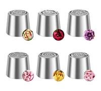 Lot de 6 douilles russes en acier inoxydable pour décoration de gâteaux, cupcakes, biscuits, biscuits, desserts, 5,5 x 4,4 cm