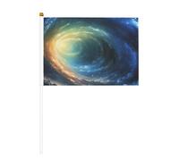 Lot de 6 drapeaux à main et de 10 drapeaux à main étoilés ciel nocturne pour défilé, fête, bar, anniversaire