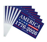 Lot de 6 drapeaux américains pour 250e anniversaire, petit drapeau du 250e anniversaire 1776-2026, décoration patriotique d', 30, 5 x 45, 7 cm, double face - Amérique 250