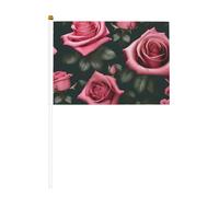 Lot de 6 drapeaux de crâne roses yeux et 10 drapeaux à main, bannières sur bâton, petits drapeaux pour défilés, fête, bar, anniversaire