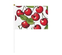 Lot de 6 drapeaux de drapeau mignon et rouge cerise mignon et 10 drapeaux à la main, petits drapeaux pour défilés, fête, bar, anniversaire