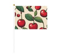 Lot de 6 drapeaux de drapeau mignon et rouge cerise mignon et 10 drapeaux à la main, petits drapeaux pour défilés, fête, bar, anniversaire