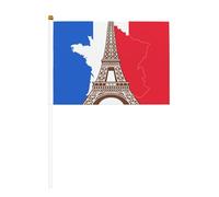 Lot de 6 drapeaux de la France Tour Eiffel Outl - Lot de 6 et 10 drapeaux à agiter à la main sur bâton - Pour défilés, fêtes, bars, anniversaires