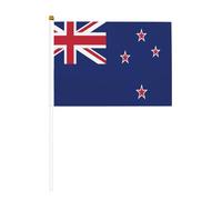 Lot de 6 drapeaux de la Nouvelle-Zélande 14 x 21 cm - Petits drapeaux sur bâtons de bois avec dessus de lance - Mini drapeau pour défilés, élections, événements patriotiques